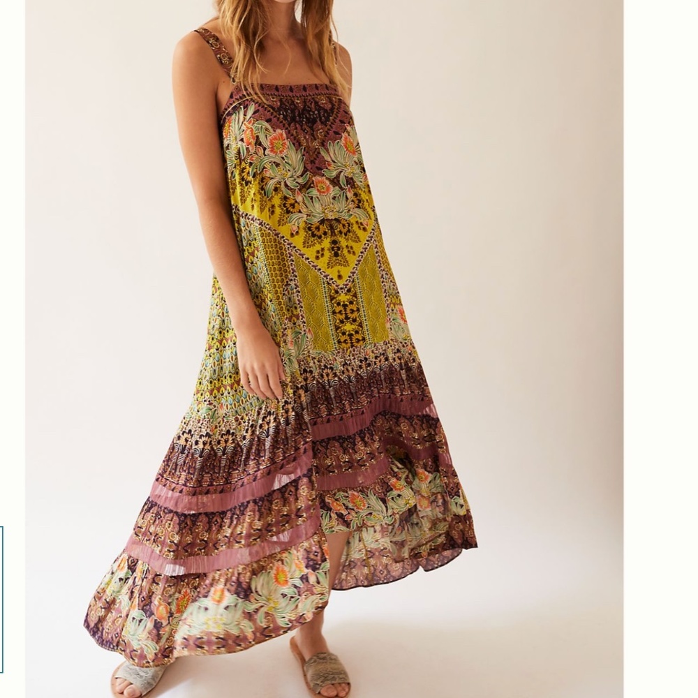 Lovett Tropical Aztec Boho Hipster Hippie Art Beach Floral Chic Peasant Dress